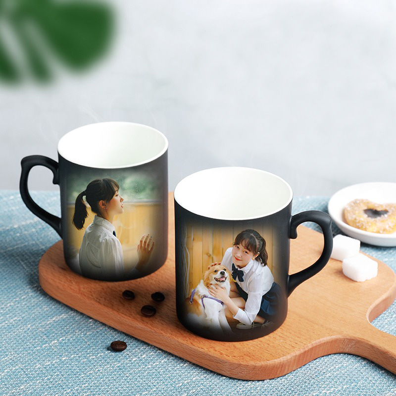 Custom-Heat-Sensitive-Mugs Personalized Color Changing Coffee Mugs Dia 8.2cm x height 9.6cm Add Your Text and Photos,Custom Photo Gift for Mom,Father And Mother Day Present Customized Picture Magic Coffee Mug Cup