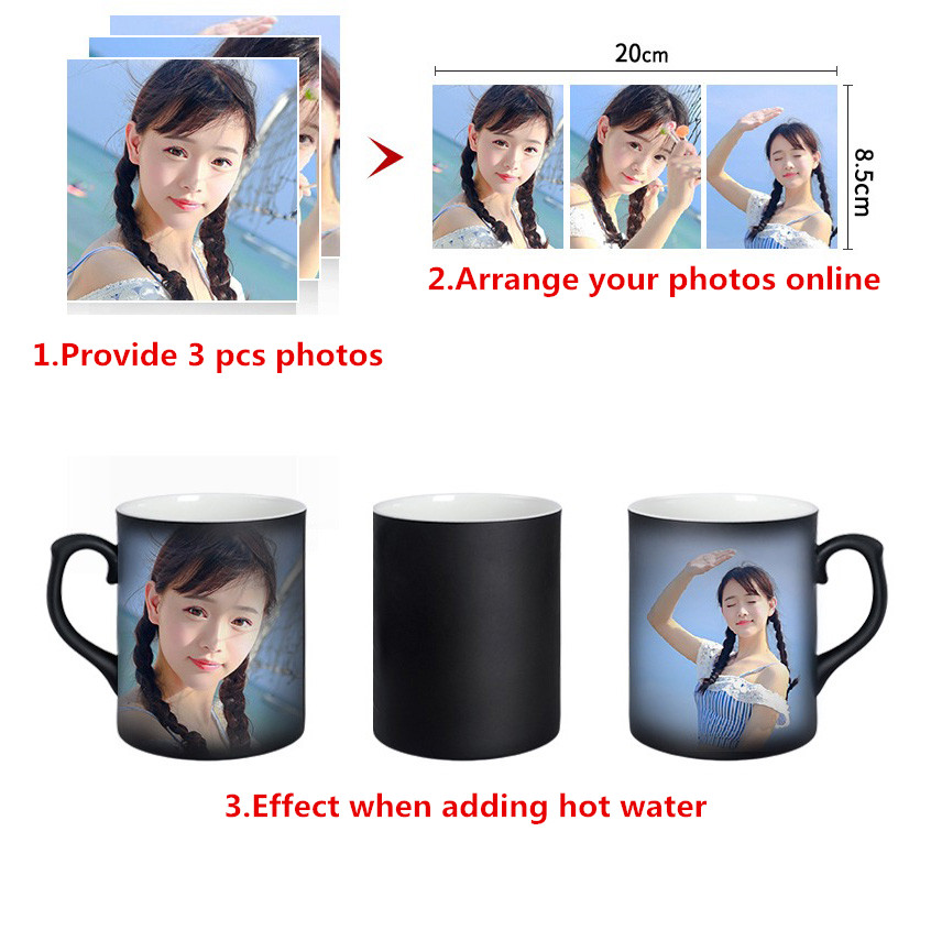 Custom-Heat-Sensitive-Mugs Personalized Color Changing Coffee Mugs Dia 8.2cm x height 9.6cm Add Your Text and Photos,Custom Photo Gift for Mom,Father And Mother Day Present Customized Picture Magic Coffee Mug Cup